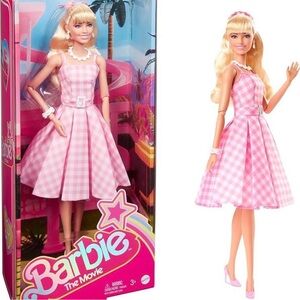Barbie The Movie Doll in Pink Checkered Dress